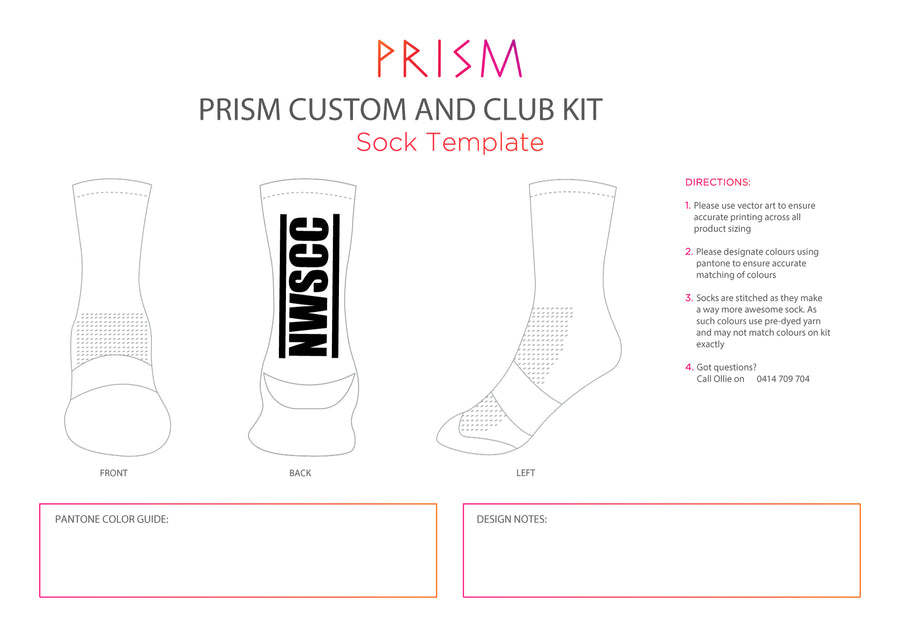NWSCC White Sock Black Logo