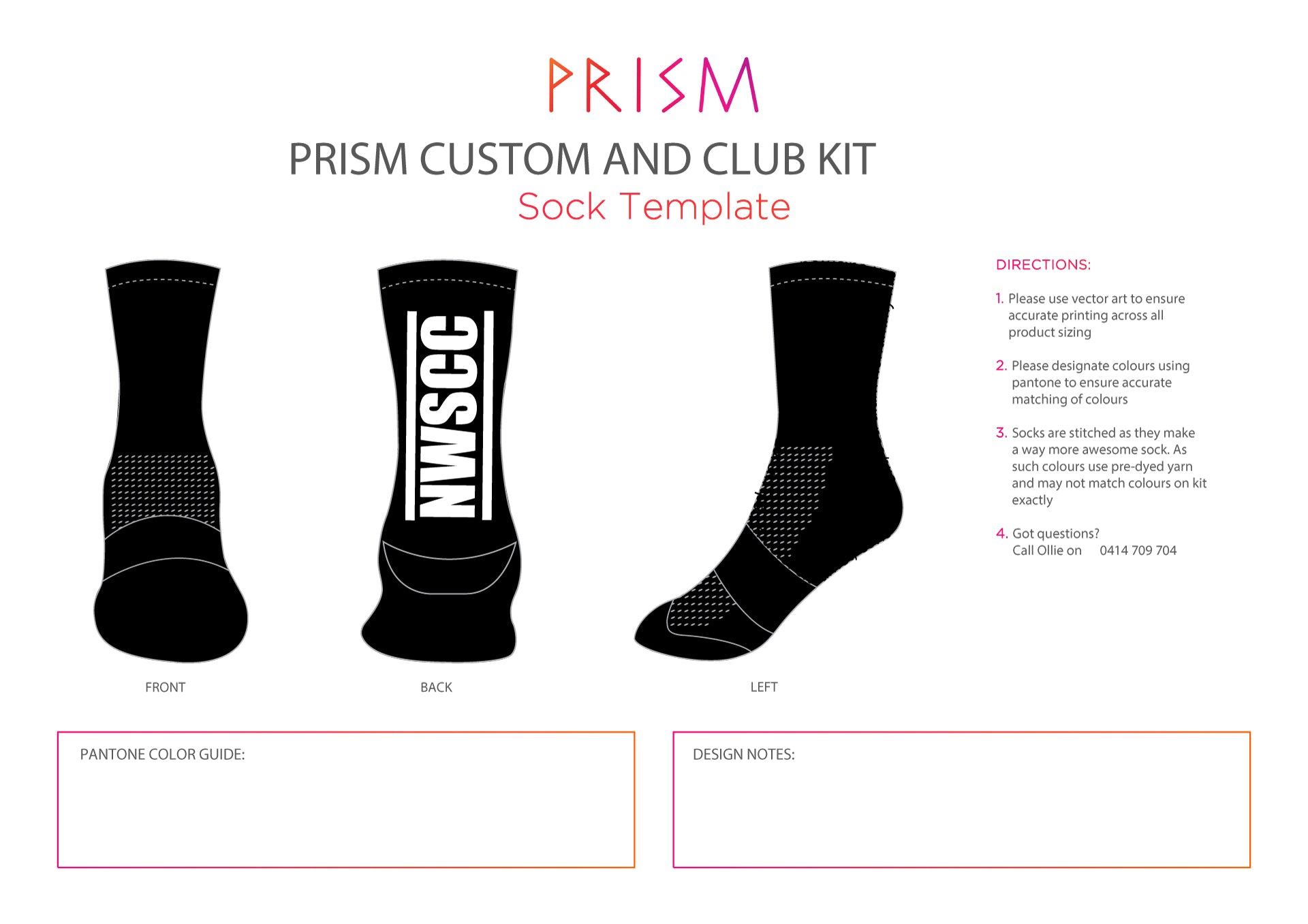 NWSCC Black Sock White Logo