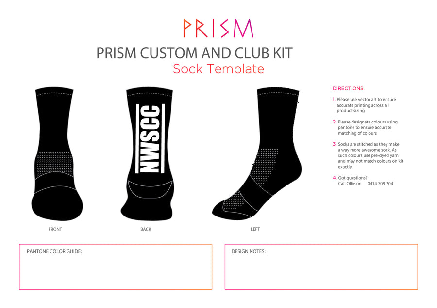 NWSCC Black Sock White Logo